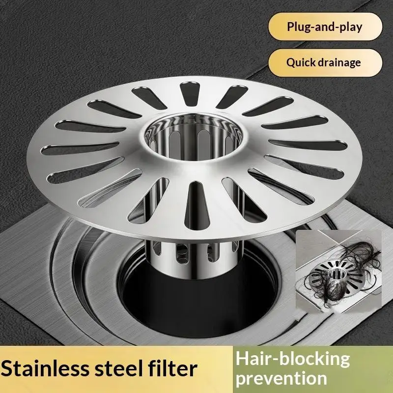 Stainless Steel Shower Floor Drain Anti-odor Sink Strainer Backflow Preventer Dual-purpose Floor Drain Dectable Drain Filter