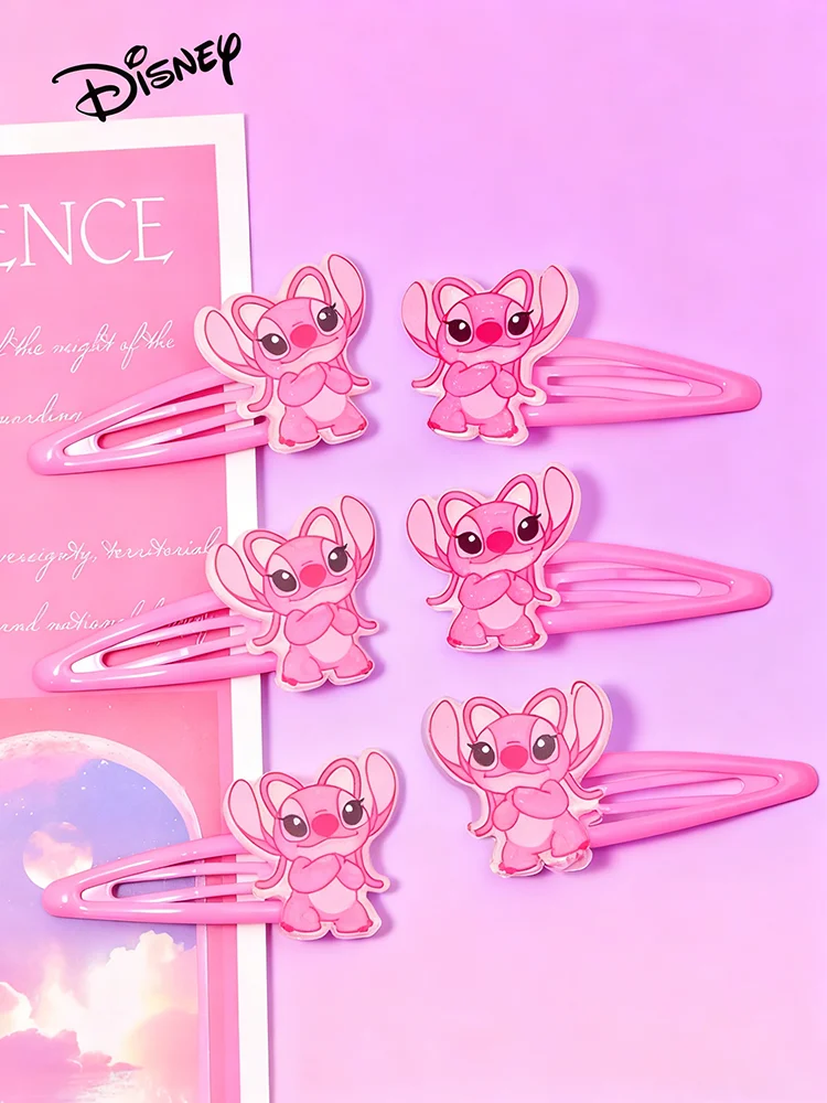 6 clips BB acrílicos de la serie Disney Stitch, accesorios para el cabello lindos y modernos, coloridos y de moda, perfectos para vestir.