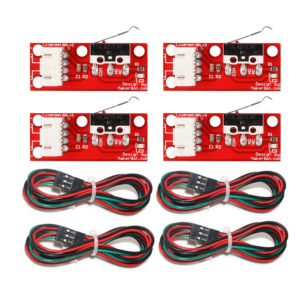 4PCS Mechanical Endstop Switch 3D Printer Ramps 1.4 Control Board Part Limit Switch with 3 Pin 70cm Connecting Cable