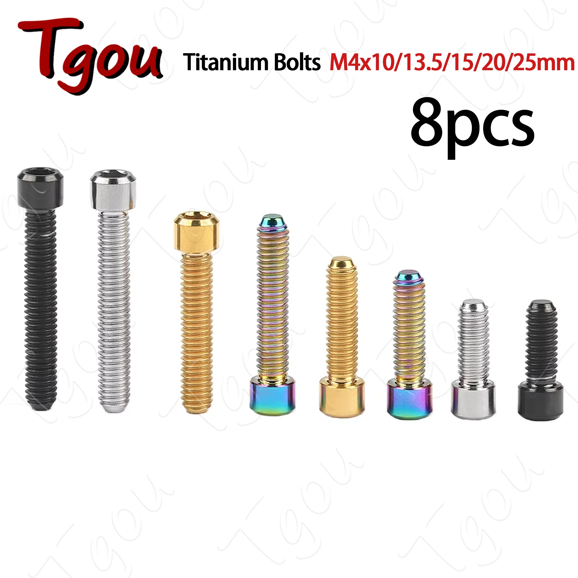 

Tgou Titanium Bolt M4x10/13.5/15/20/25mm Allen Key Screw for Bicycle Rear/front Derailleur H/L Adjustment 8pcs