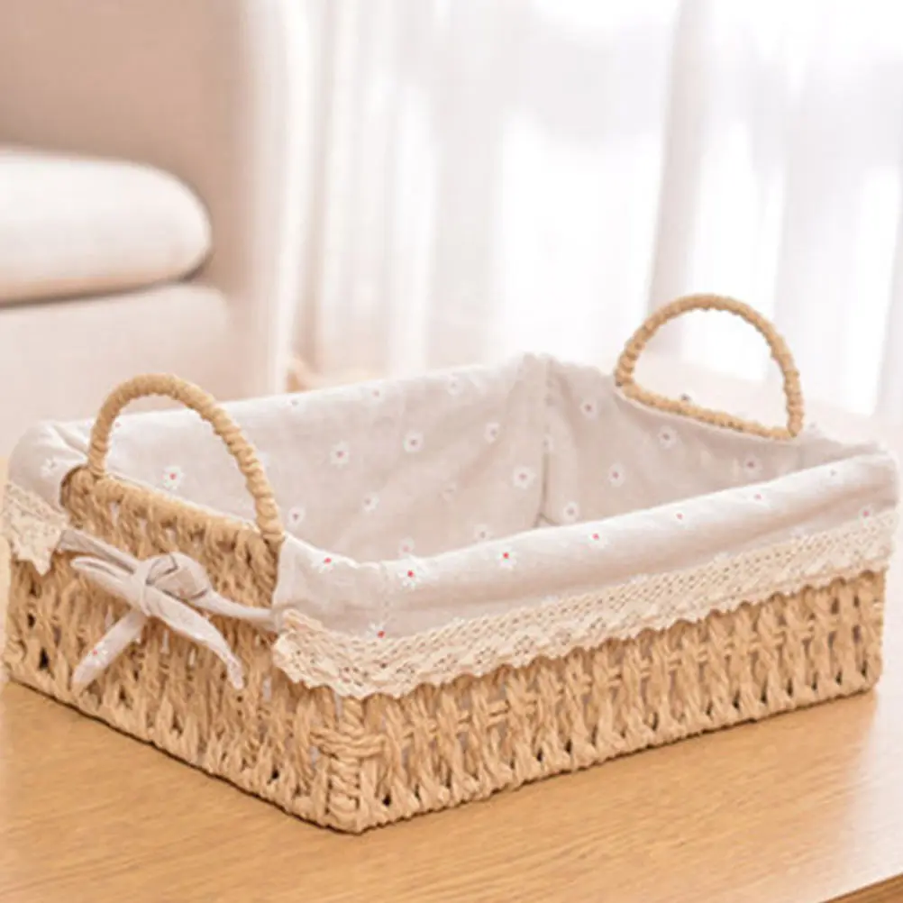 

Storage Basket Woven Decorative Large Fabric Versatile Hand-Woven Household Rattan Portable
