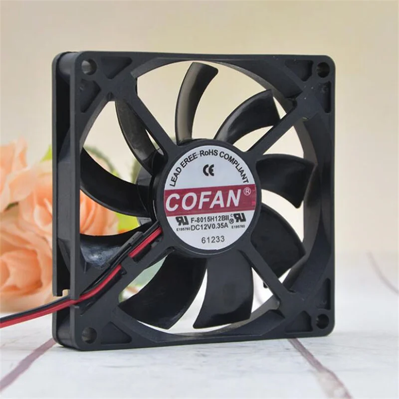 Wholesale fan: COFAN F-8015H12BII 12V 0.35A 8cm 8015 two-wire ultra-thin charger case large air volume fan