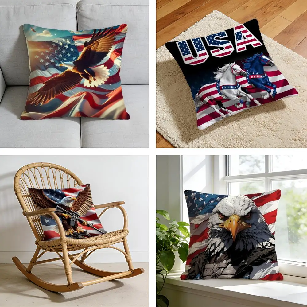 

Наволочка на подушку ко Дню независимости, коротковорсовая, для кровати, дивана, автомобиля, можно стирать.