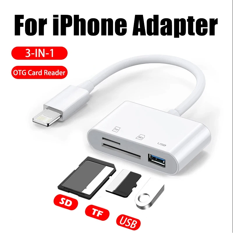 For ios to SD Card Reader For iPhone 12 11 13 14 15 Pro Max Memory Card Adapter Camera SD Card Adapter For iPhone iPad MacBook