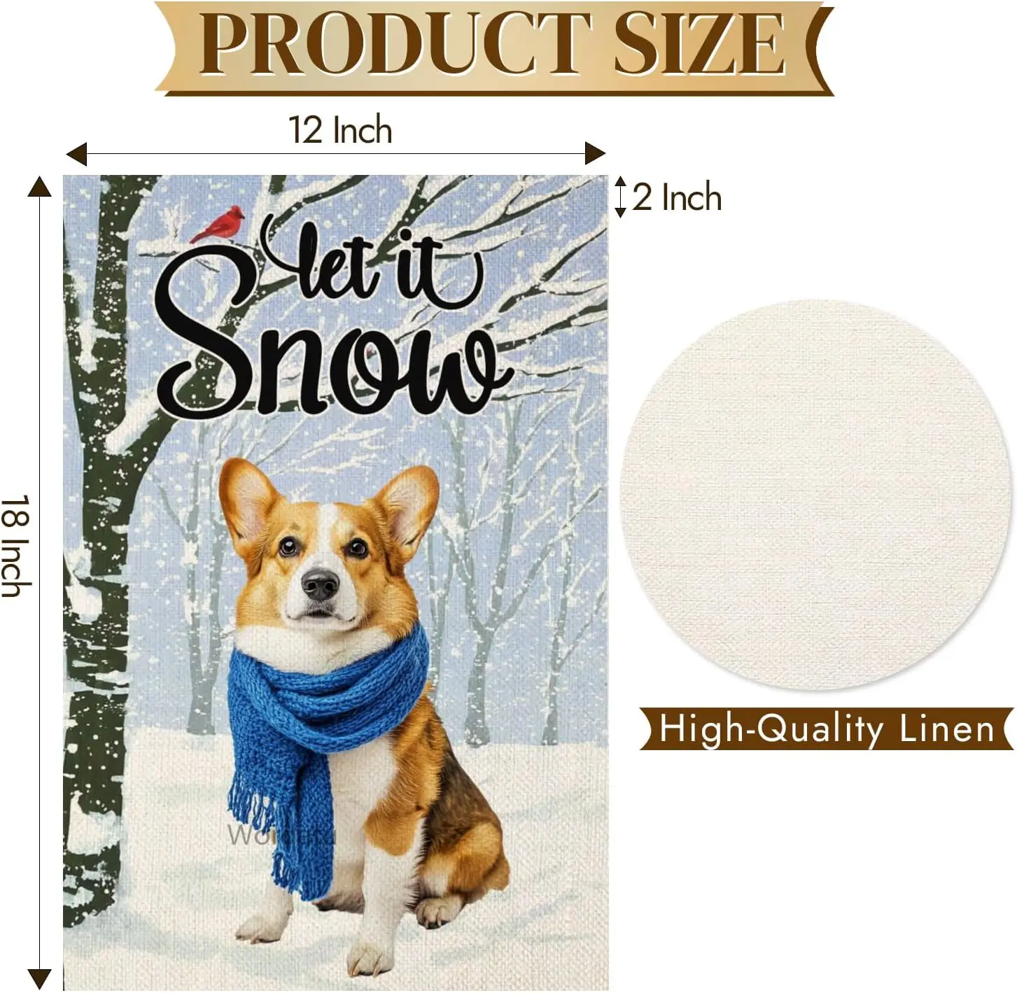 ترحيب الشتاء ثلج الويلزية فصيل كورجي حديقة العلم دع ذلك الثلوج 12x18 بوصة مزدوجة الوجهين الخيش الصغيرة عطلة الثلج العلم الأزرق FFI