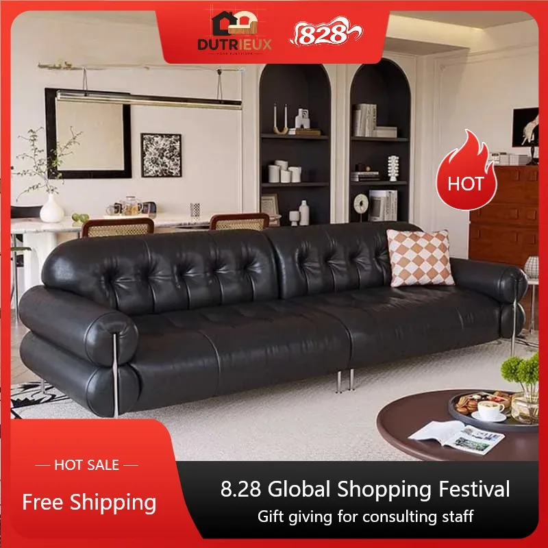 Headrest Black Living Room Sofas Aesthetic Leather Oversized Loveseat Lazy Sofa Lounge Luxury Cloud Bank Woonkamer Furniture