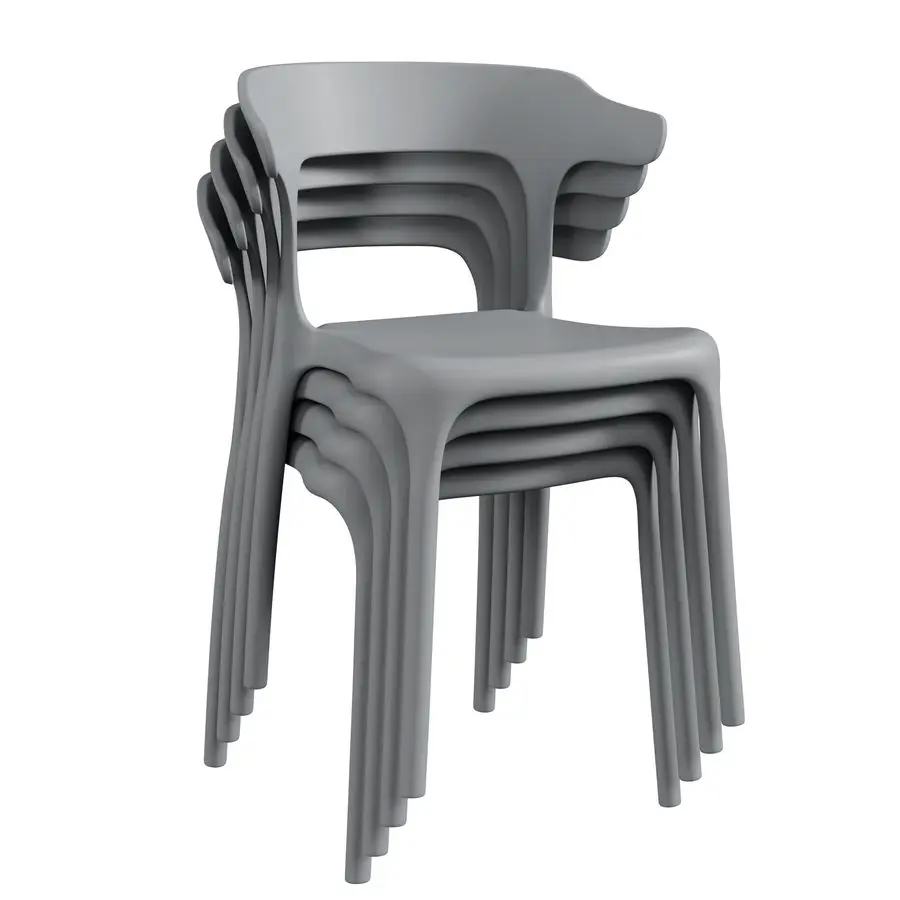4 Pack Plastic Stacking Chairs, Stackable Dining Chairs for Kitchen Restaurant Patio, Portable Indoor Outdoor Use, No Assembly