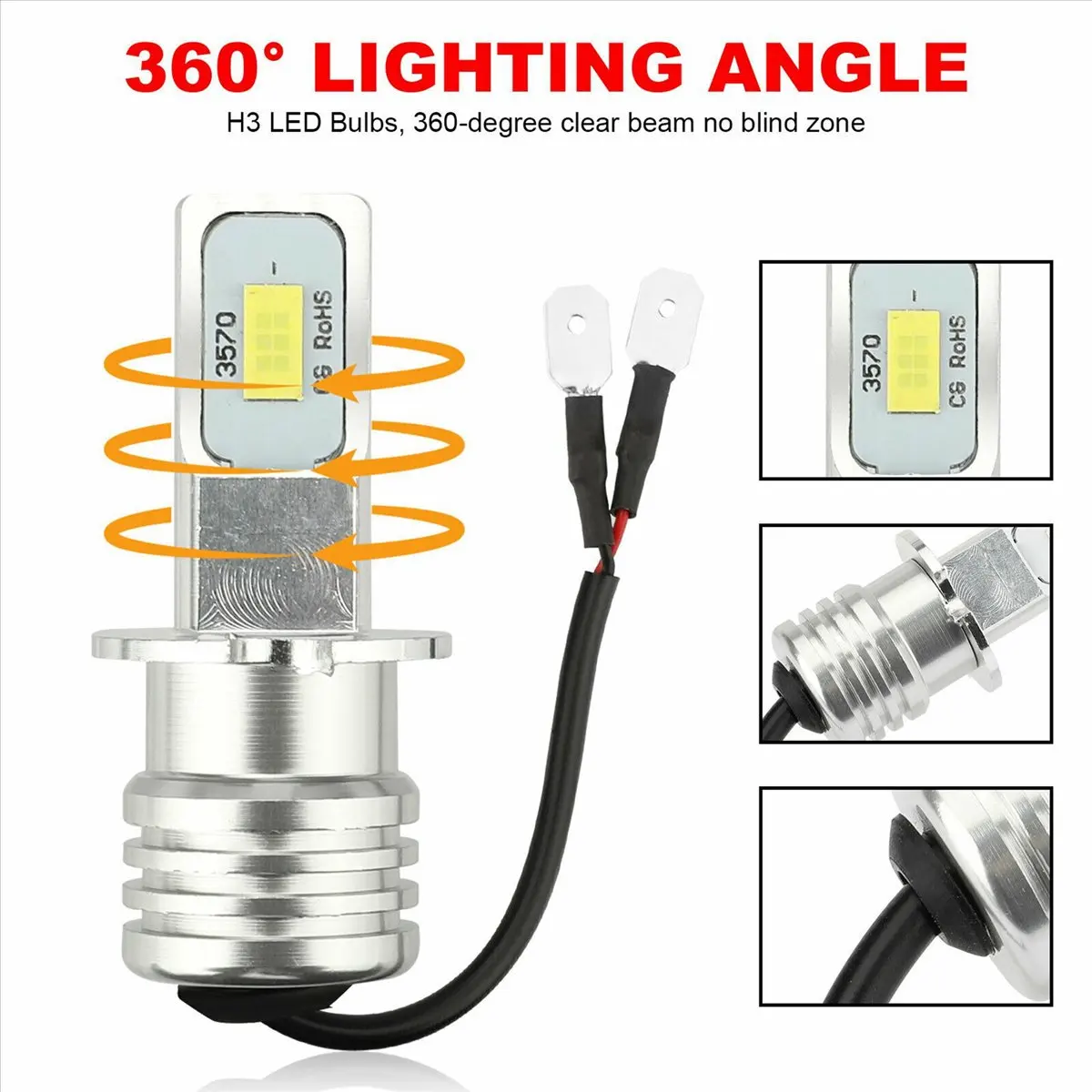 #97A (Black)2X H3 Super Bright LED Fog Light Driving Lamp Bulb Kit 6000K,Automotive Parts & Accessories