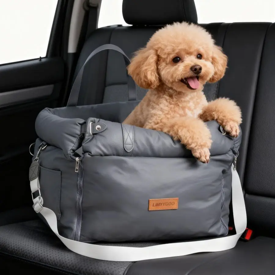

Car Seat for Small amp Medium Dogs, 3 in 1 Waterproof Soft Leather Dog Car Bed with Harness Clip, Travel Bed amp Carrier Bag for