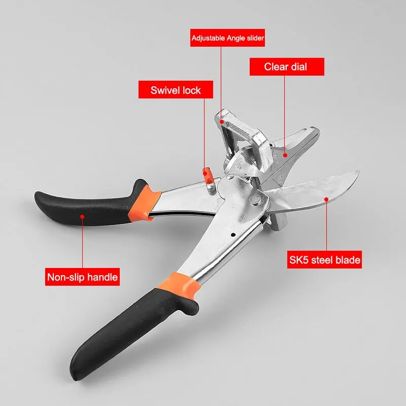 0–135 Grad verstellbarer Winkel, Schere, Gehrungsschneider, Winkelschere, Handschere, Rohrschere, Kabelschlauch, Drahtkanalschneider