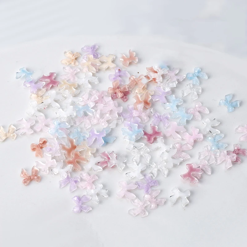 3D Mixed Colors Ribbon Bow Nail Charms Rhinestone Decoration 100PCS Nail Charm DIY Manicure Rhinestones Accessories Supplies
