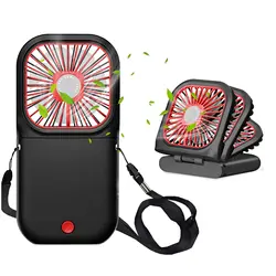 Portable Neck Fan Mini Quiet Handheld Personal Foldable USB Rechargeable Operated 3000mAh Power Bank Hands Free