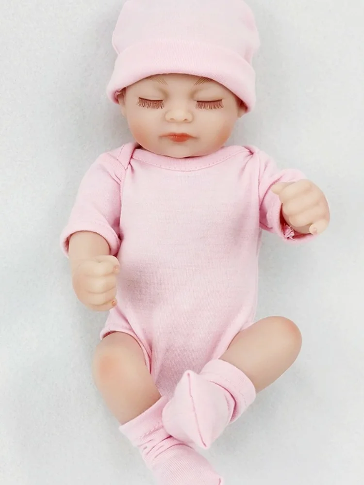 Rebirth doll simulation baby 10 inch 28 cm all silicone pink doll 1pc