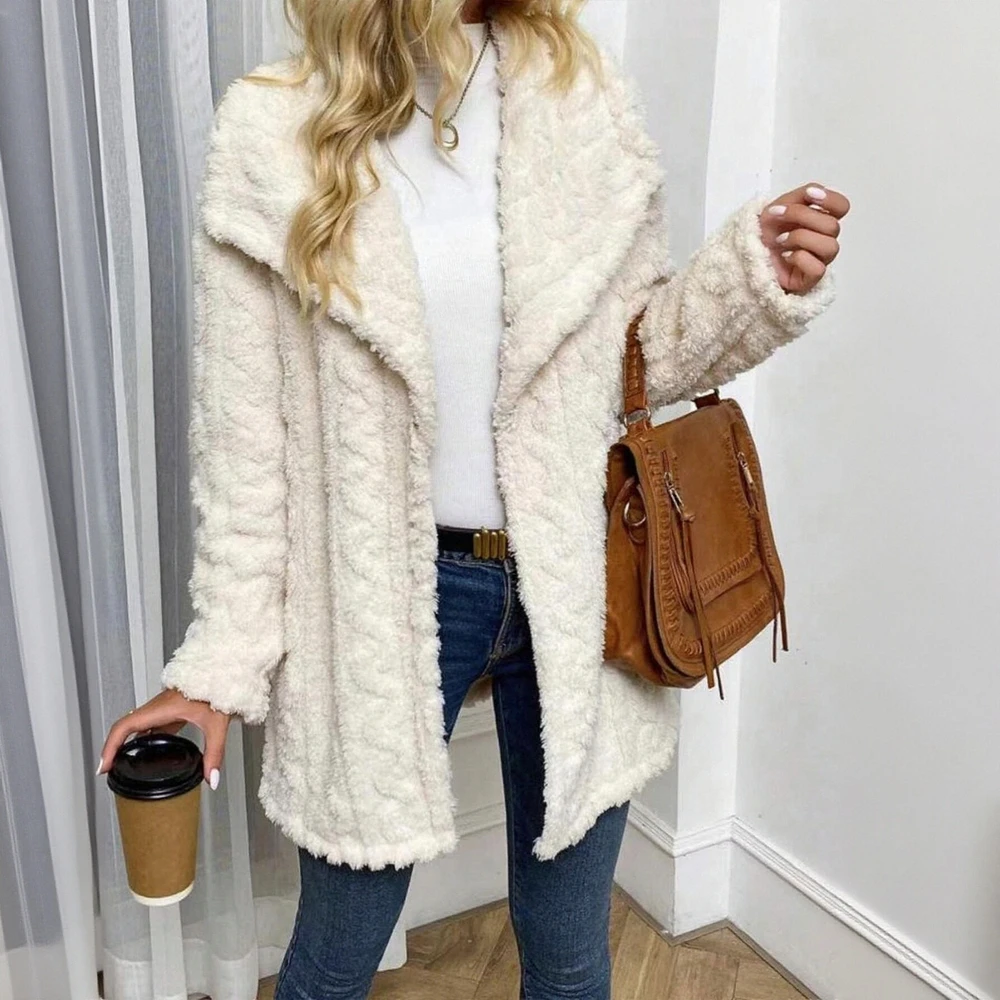 

Повседневный женский открытый кардиган без пуговиц, плюшевая куртка с большим воротником, осенне-зимняя модная верхняя одежда для независимой станции