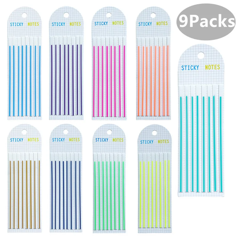 

9Packs 1440 Sheet Long Page Markers Sticky Index Tabs Morandi Highlighter Strips Memo Note Tabs Transparent Long Page Flags Tabs