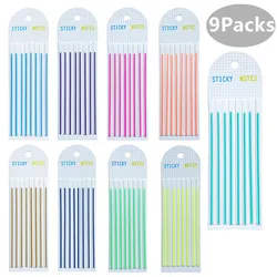 9Packs 1440 Sheet Long Page Markers Sticky Index Tabs Morandi Highlighter Strips Memo Note Tabs Transparent Long Page Flags Tabs