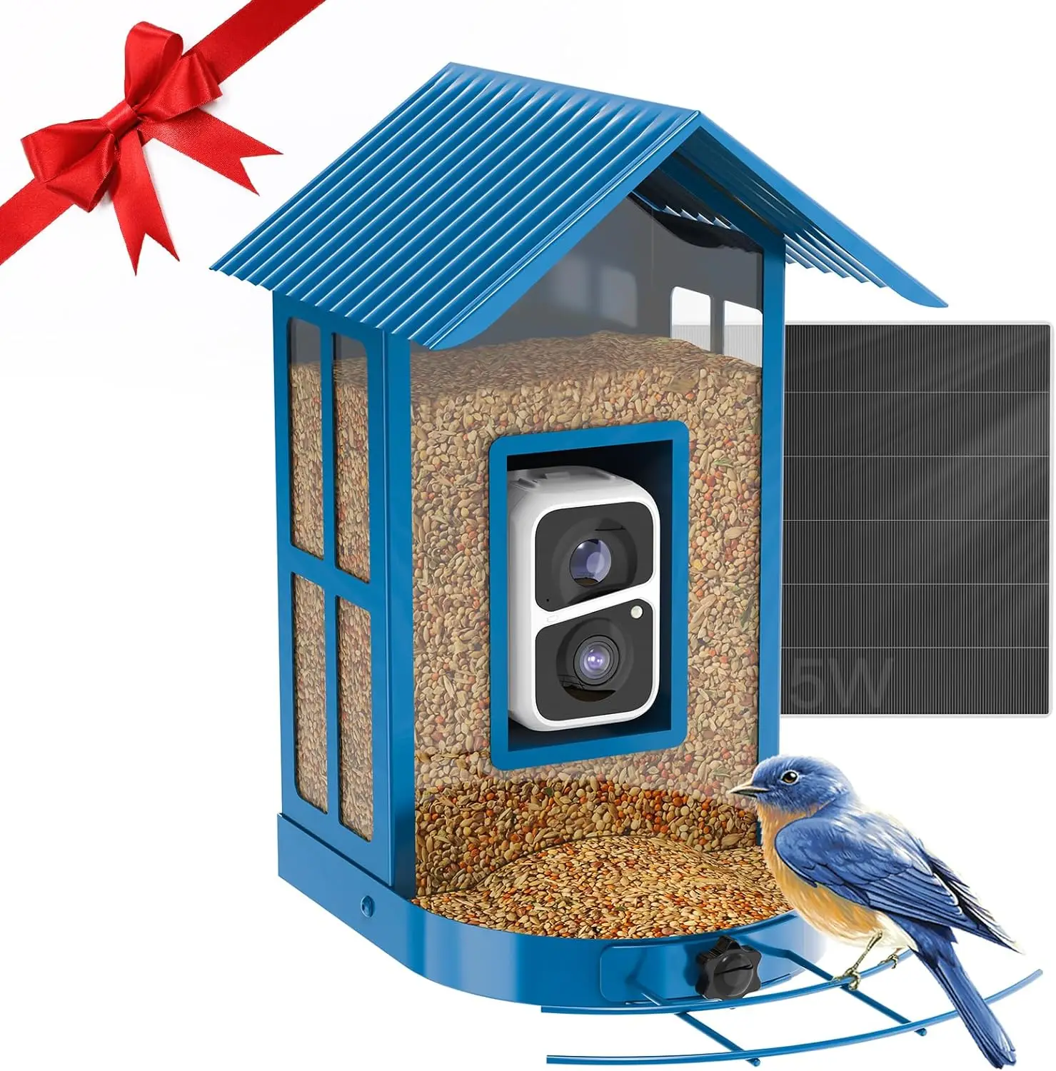 Bird Camera 1080P Smart Bird Feeder with Camera Solar Low Power Night Vision Camera IP66 Waterproof Real Bird Species Feeder