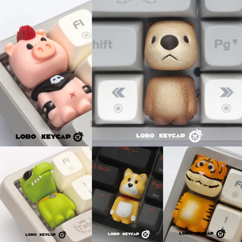 Gaming Keyboard Mechanical - ชุดคีย์แคปเรซิ่นรูปหมีการ์ตูน ซีรีส์ปาร์ตี้ธีมสัตว์ สำหรับคีย์บอร์ดแบบกลไก ตกแต่งแบบกำหนดเองสำหรับเกมเมอร์