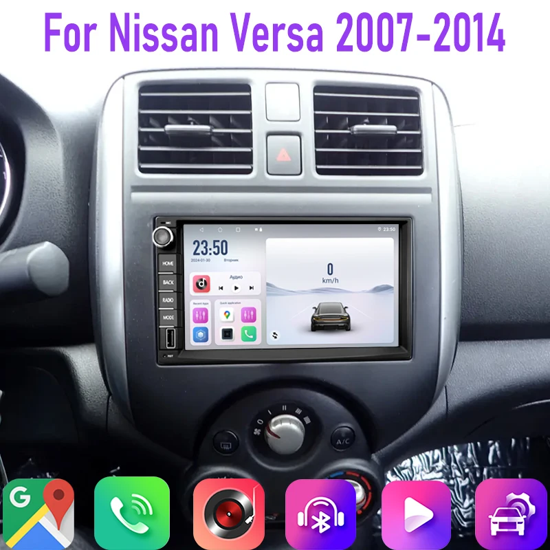 

7" 4GB+64GB For Nissan Versa 2007-2014 Car Radio Google Map Head Unit GPS Android Auto Bluetooth Stereo Steering Wheel Control