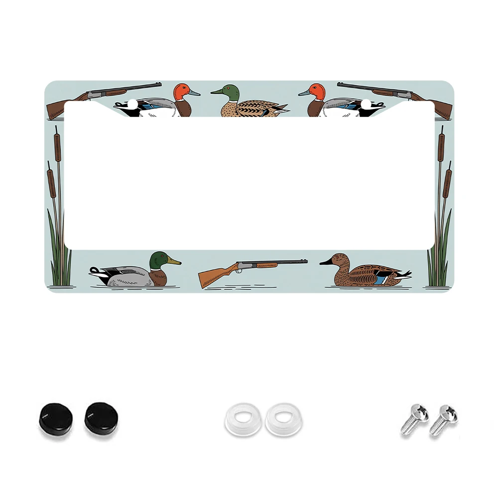 1 قطعة الرجعية اللون الأزرق بطة الصيد نمط 2 حفرة إطار لوحة الرخصة مادة الألومنيوم 6x12 بوصة مع المسمار سيارة الديكور