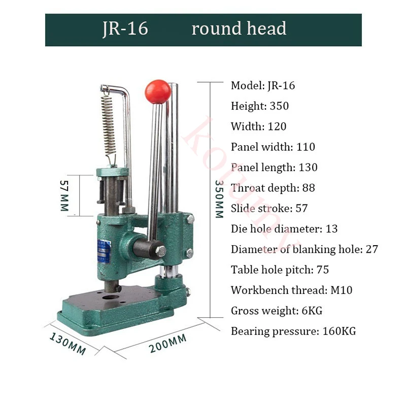 Manual Press Industrial Hand Punching Machine Desktop Round /Square Head Punching DIY Tool