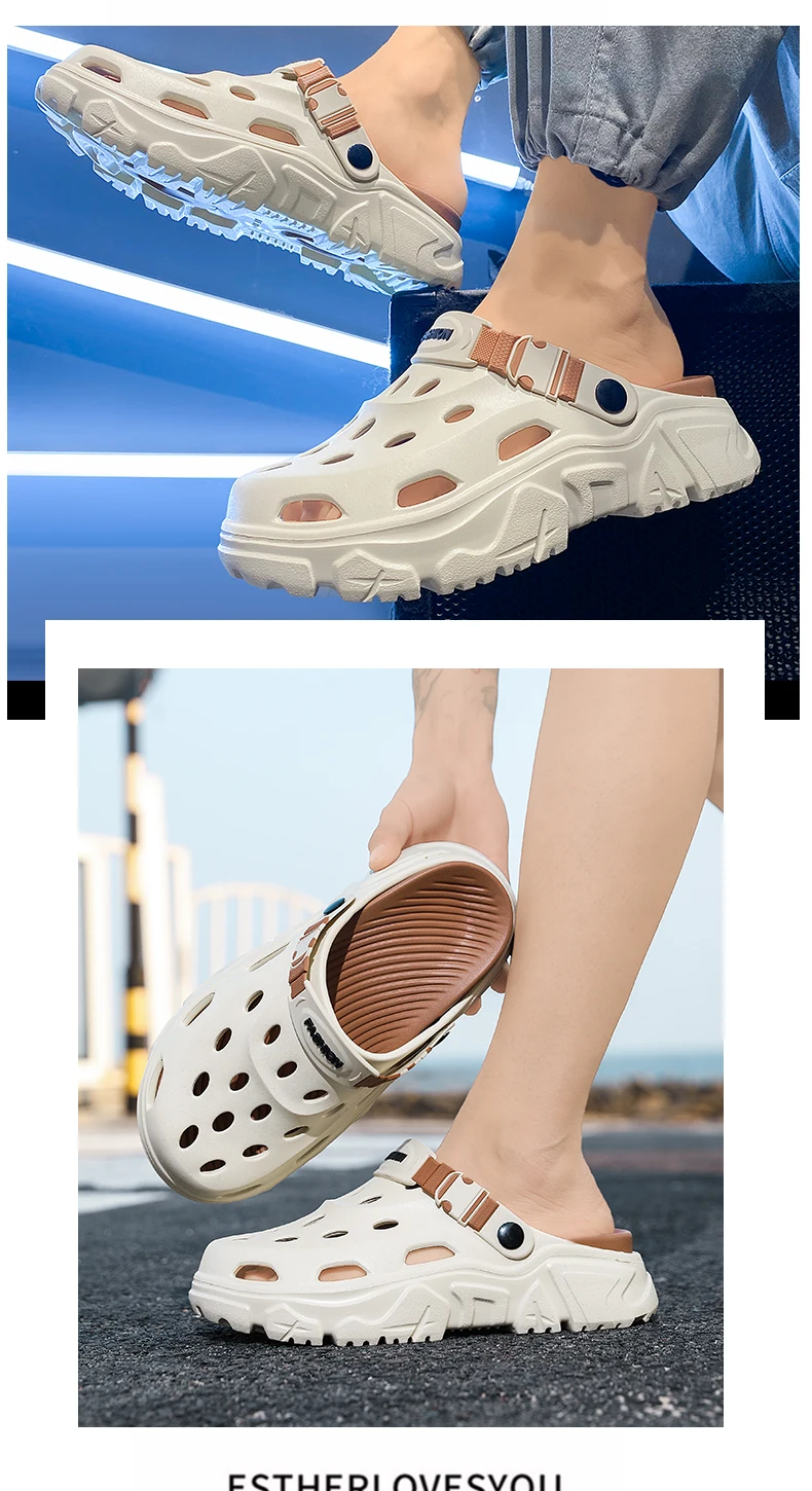 Herren- und Damen-Paar-Sommer-Outdoor-Rutschfeste, geruchshemmende, geschlossene Zehenpantoffeln, große Strand-Sandalen und Pantoffeln für – Detail 12