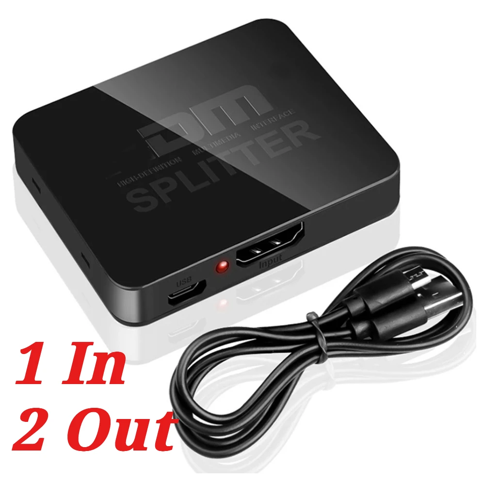 4K 1x2 HDMI-compatible Splitter Switch 1 in 2 Out Video Distributor Amplifier Dual Display Box for Laptop PC Monitor Projector