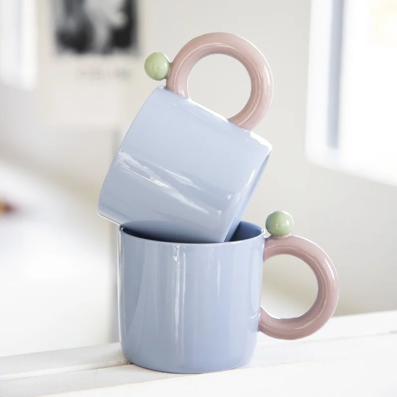 

Creative Color Matching Simple Water Cup 300ML Ceramic Mug Porcelain Teacup Home Office Coffee Mug Handgrip Drinking Utensils