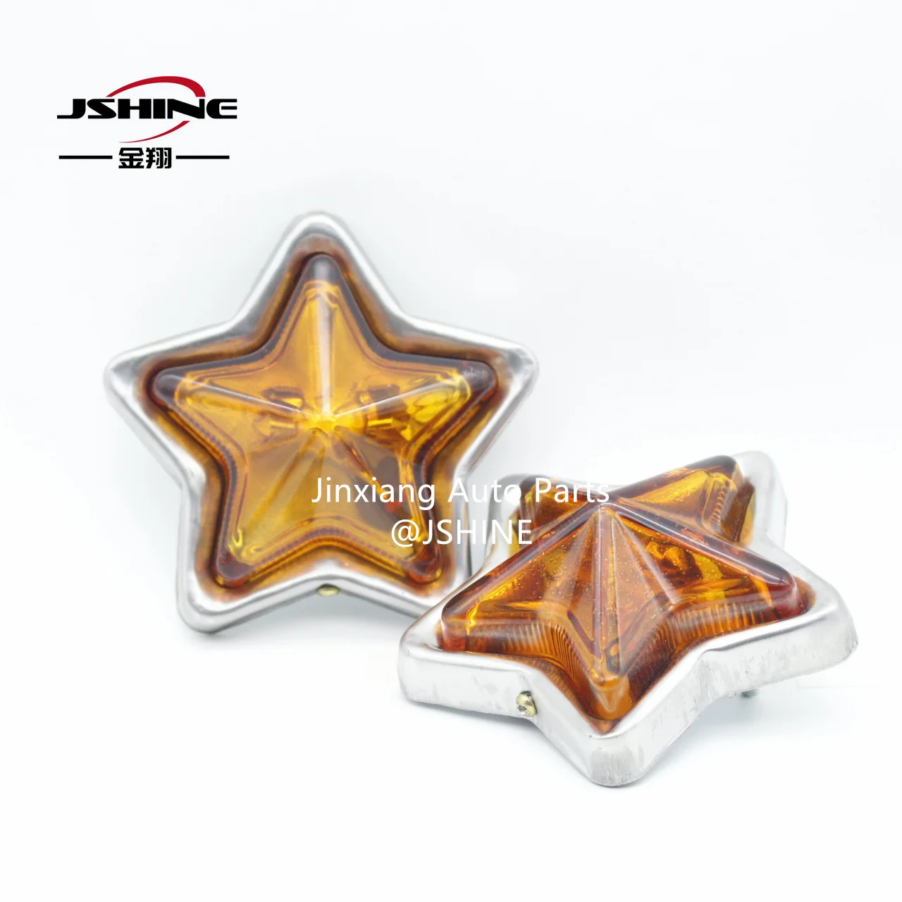 2PCS Amber Glass Marker Star Clearance Signal Light for Semi Truck 24V