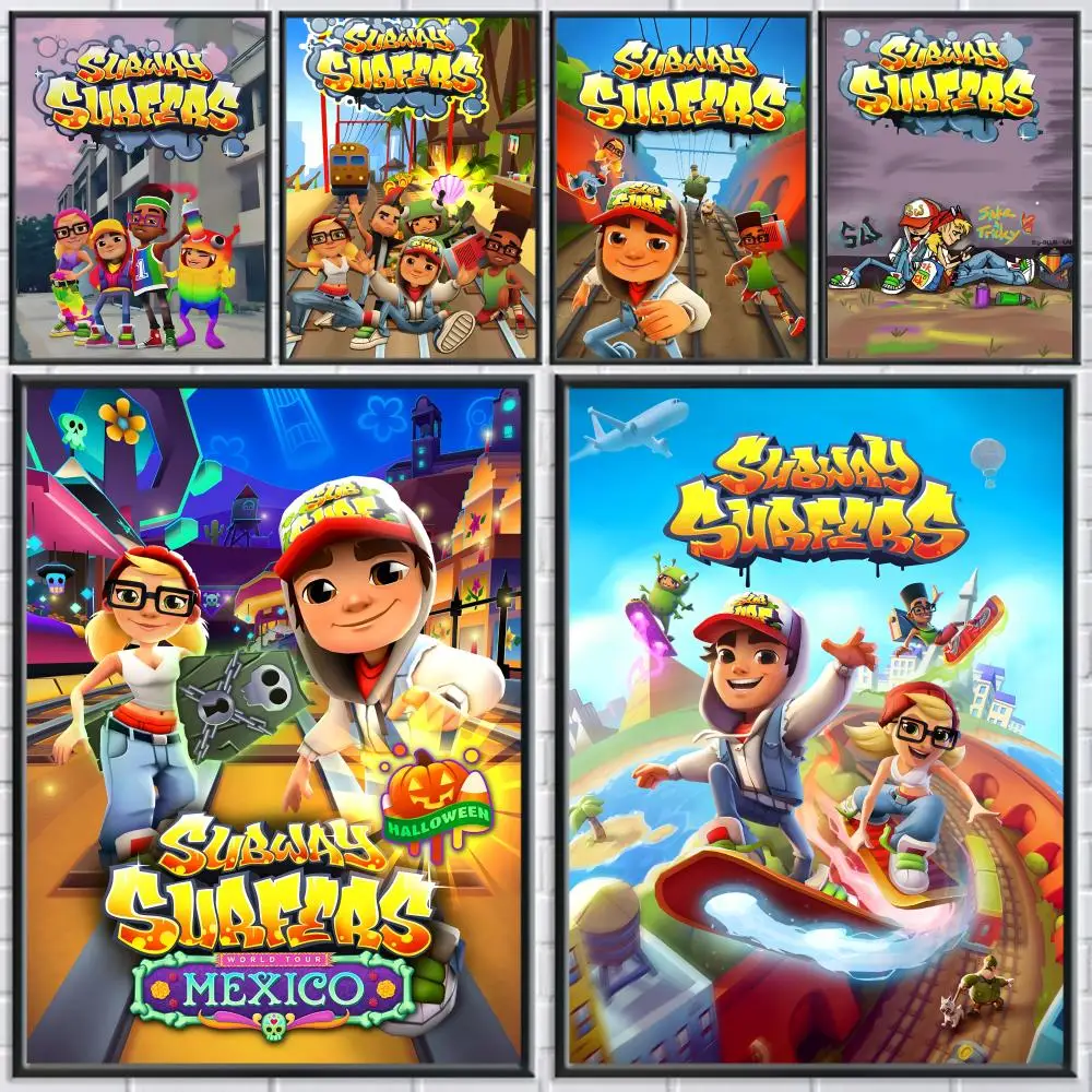 

Cool Game S-subway Surfers Poster Trendy Wall Art Good Sticker Printed on PP Paper for Living Room Office Bar Decoration