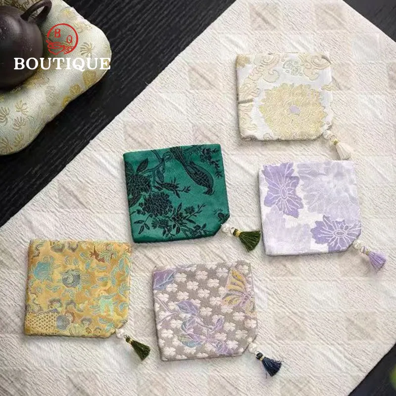 

Chinese Square Coaster Brocade Tea Mat Heat Resistant Pad Tray Home Use Cup Mat Tea Ceremony Accessories Coasters Cups Drink Set