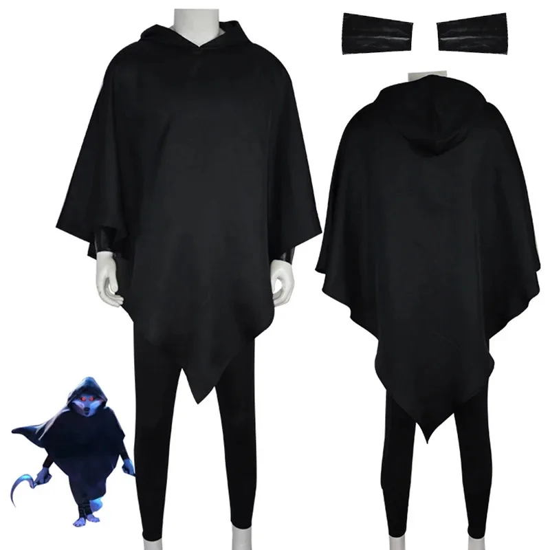 

Anime Puss in Boots Cosplay Death Wolf Costume Outfit Black Hoodie Cloak Pants Uniform Purim Carnival Party Suit Adult Men Kids
