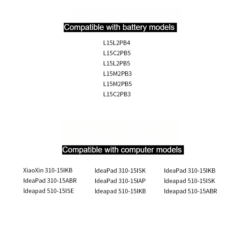 New L15L2PB4 7.72V 3900mAh 38Wh Laptop Battery for Lenovo L15L2PB5 L15C2PB5 L15M2PB5 L15M2PB3 IdeaPad 510-15ISK 510-15IKB Series