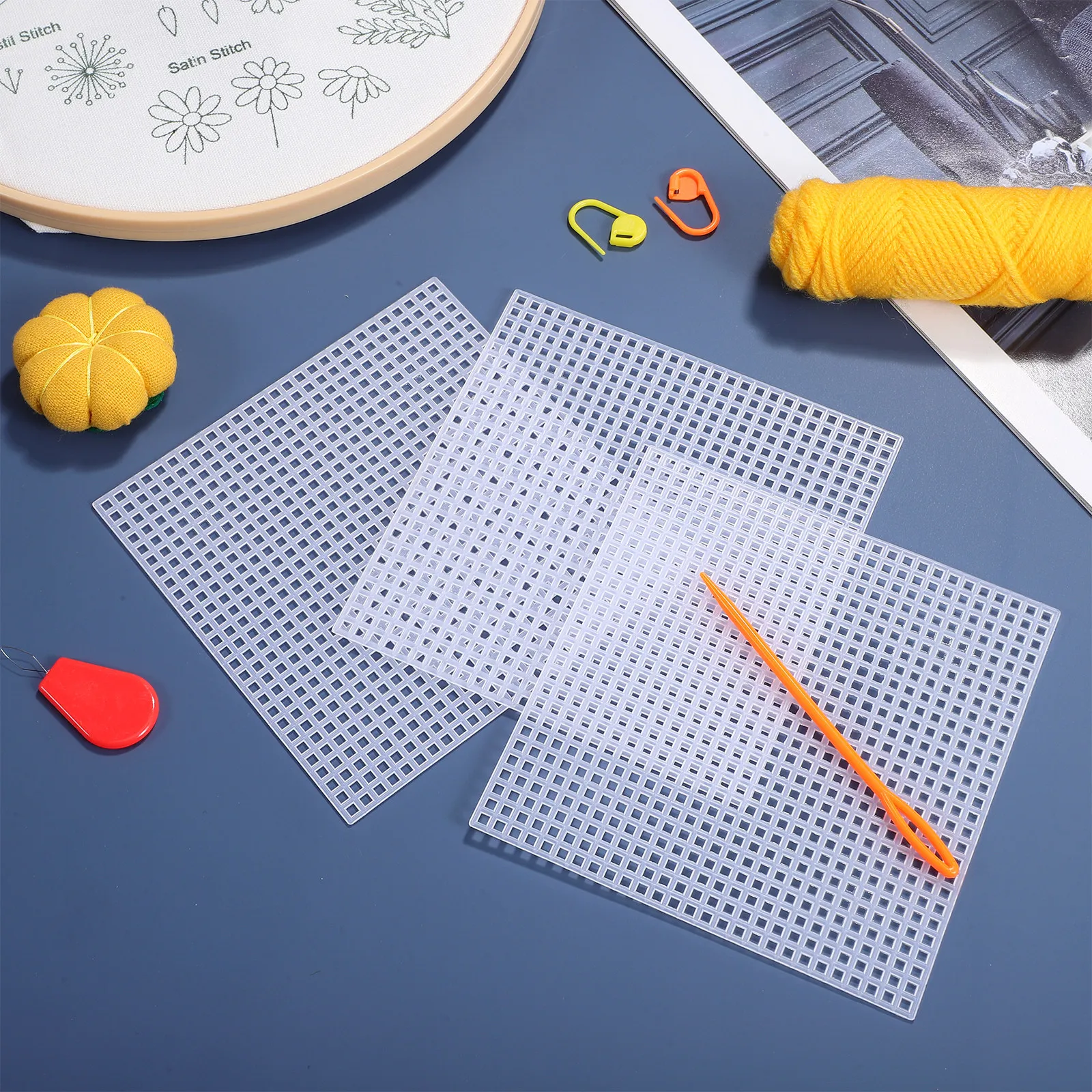 12Pcs White Plastic Canvas Mesh Sheets for Cross Stitch Embroidery Crochet Knitting Quilting Sewing DIY Craft Projects Easy to
