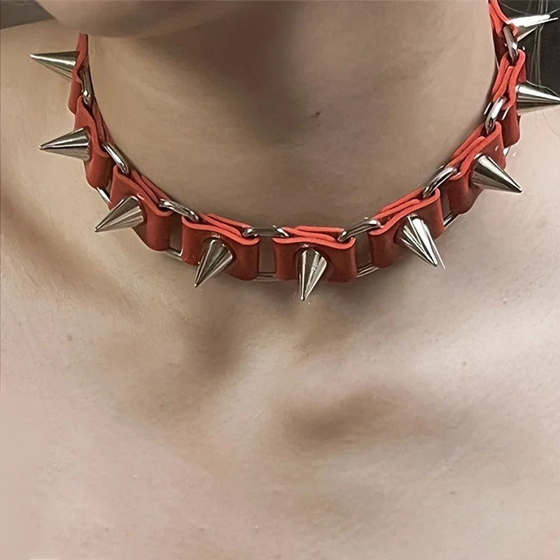 Hip-hop Rivet Collar, Gothic Style Necklace Clavicle Chain, Men's And Women Holiday Party Birthday Valentine's Day Lovers Gifts