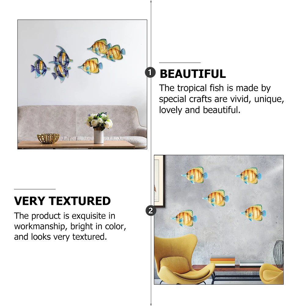 

Creative Iron Wall Hanging Decoration Tropical Fish Ornament Home Garden 3D Wall Art Craft Metal Fish Decor Accessories