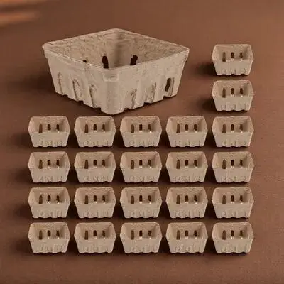 

50pcs Paper-Plastic Fruit Tray Box Basket Bowl Pulp Household Natural Fiber Berry Lightweight Portable Decorative Storage