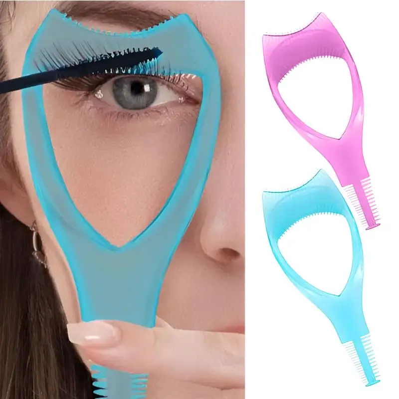 3 In 1Eyelash Tools Makeup Mascara Shield Guard Curler Applicator Comb Guide Card Makeup Tool