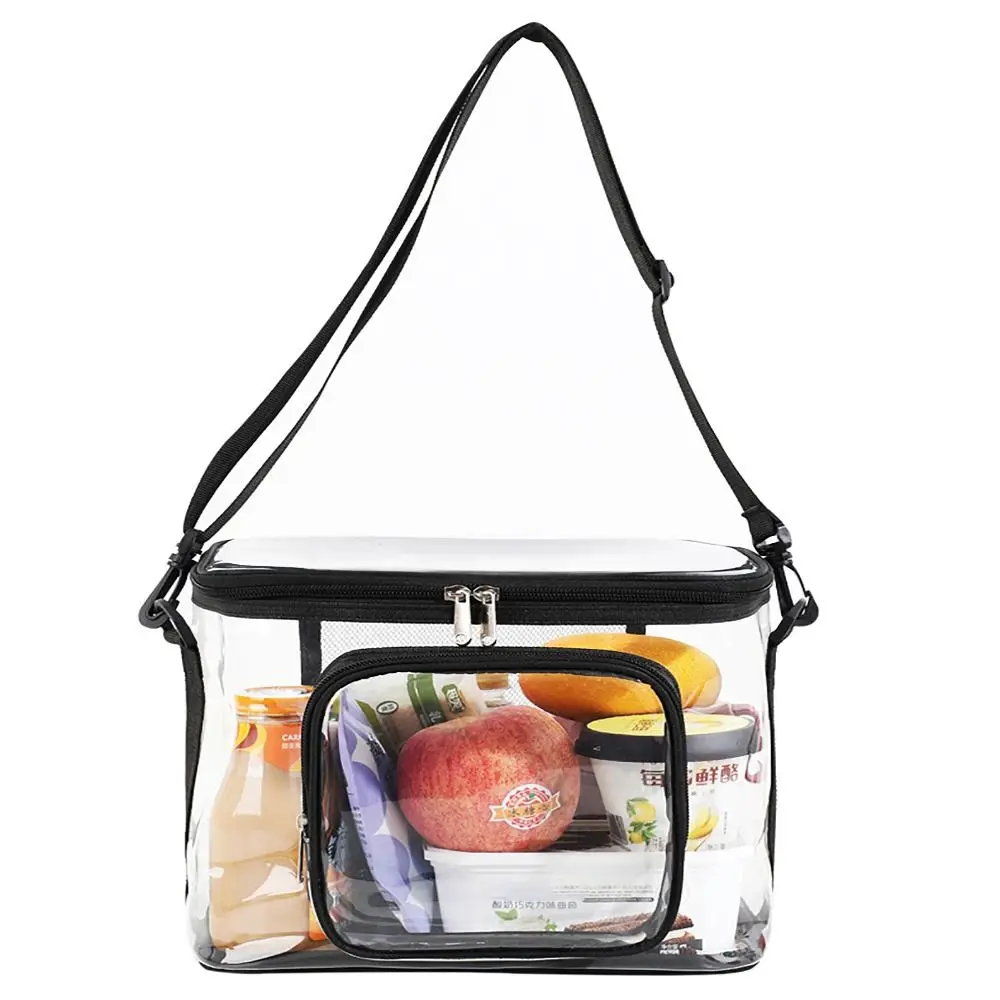 

Portable Large Capacity Crossbody Bag Transparent Mesh Pocket Shopping Bag Zipper Cosmetic Oragnizer for Outdoor Camping Party
