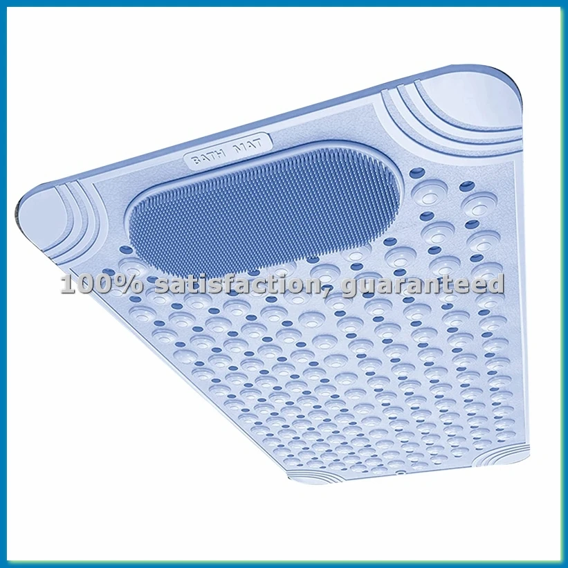 

Bathtub Mat Non-Slip Rubber Shower Mat with Drain Holes Suction Cups, Quick Drain, Feet Massage, Bath Mat Blue-ABRM