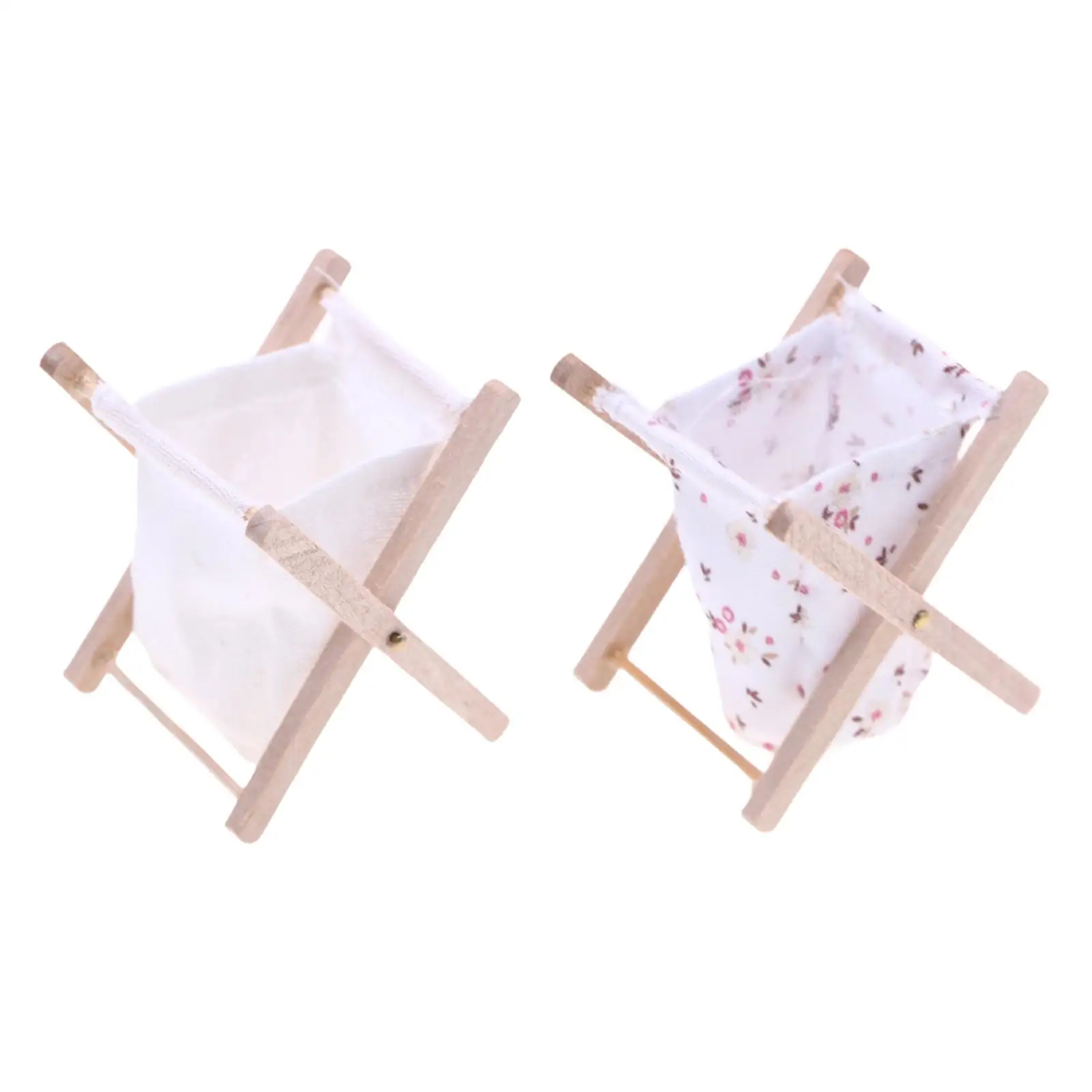 1:12 Dollhouse Laundry Basket Wooden Furniture for Dollhouse Balcony Garden