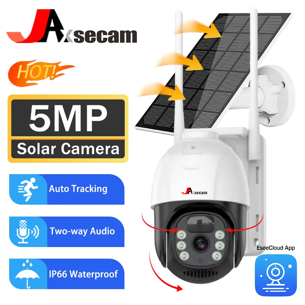 

HD 5MP Smart WIFI Solar CAMERA Powered Battery IP PTZ Security Camera Two Way Audio PIR Detection Wireless Out solar CCTV 4G Cam