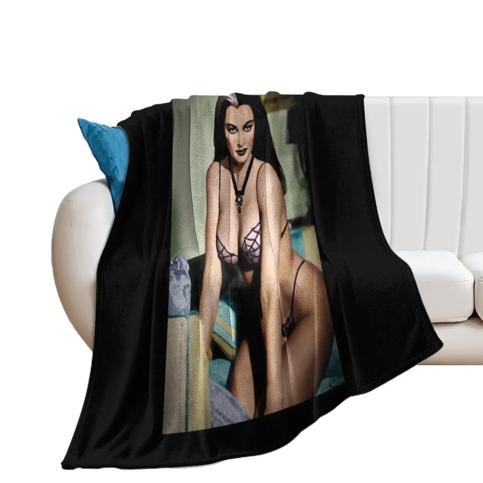 Lily Munster Colorized by Franchi Torres Throw Blanket Thermal Plush warm winter Blankets