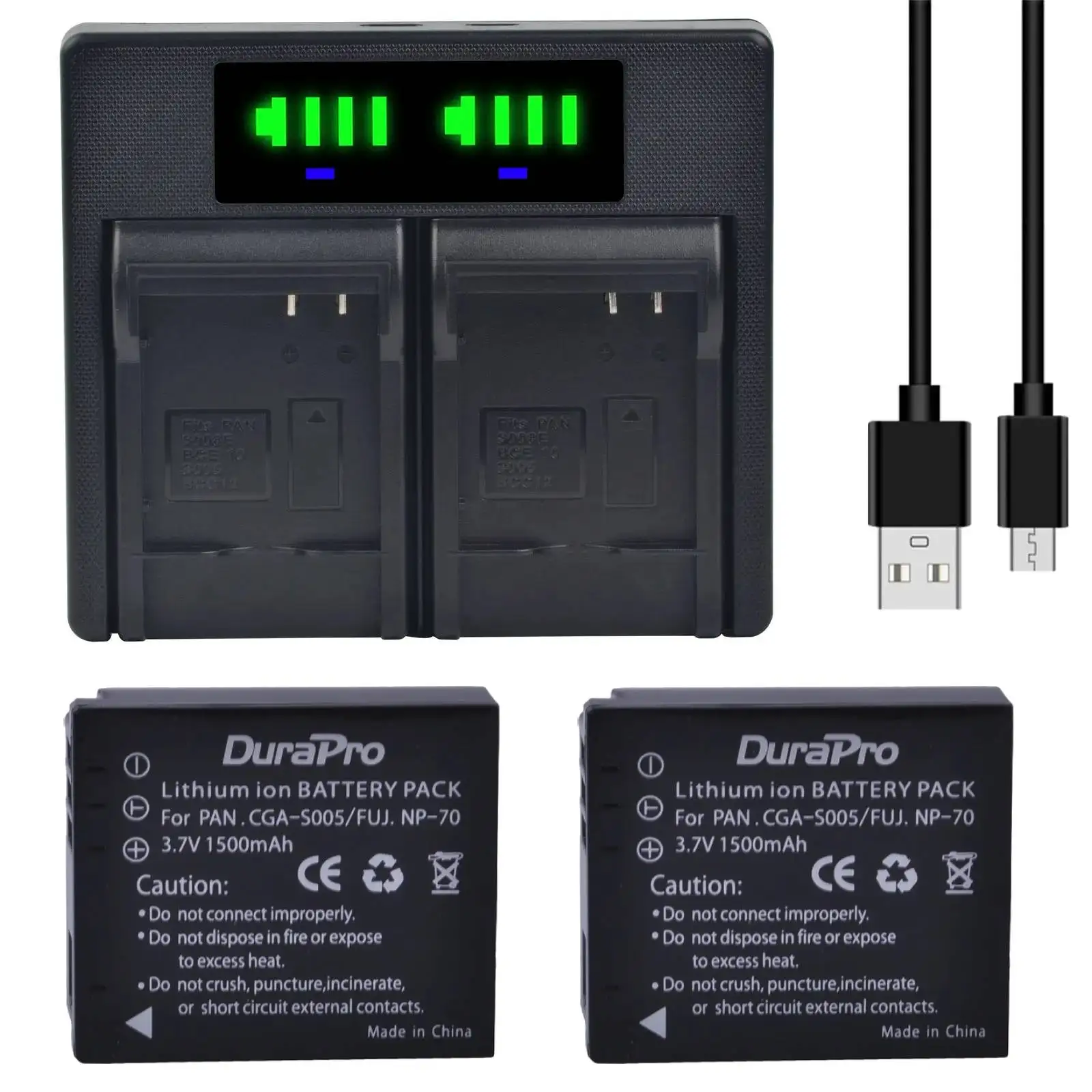 DuraPro CGA-S005 CGA S005 Battery+LED Dual Charger for Panasonic Lumix DMC-LX1 LX2 LX3 FX3 FX8 FX9 FX180 BCC12 For FUJI NP-70