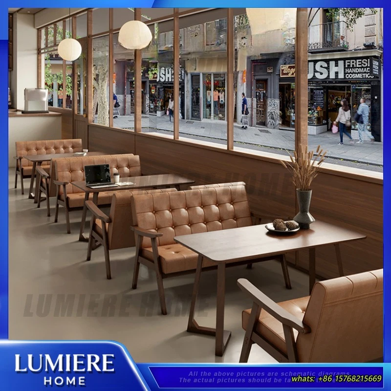 Vintage Style Cafe Lounge Chair Set for Commercial Use Bar Tea Shop Reception Seating Sofa Dining Furniture