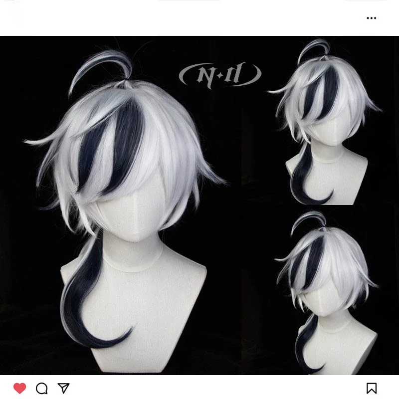 Game Now: Carnival Blade Cosplay Wig 60cm Black White Heat Resistant Cosplay Anime Wigs Wig Cap