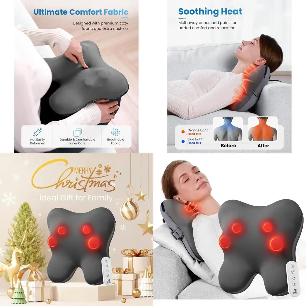 

Heated Shiatsu Massager with Remote for Neck and Full Body Pain Relief, 3-Level EZBack Plus Pillow, FSA-Eligible Christmas Gift