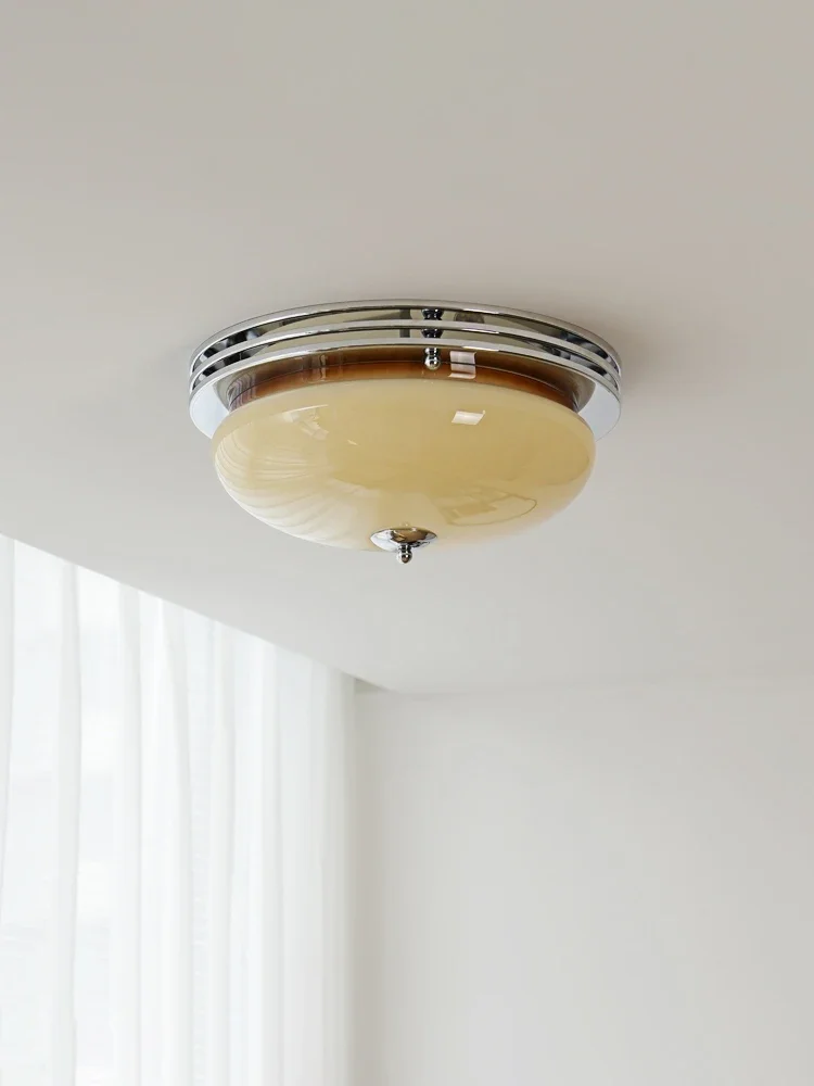 Modern French style bedroom ceiling light Bauhaus retro room light cream wind glass balcony light fixture lamp