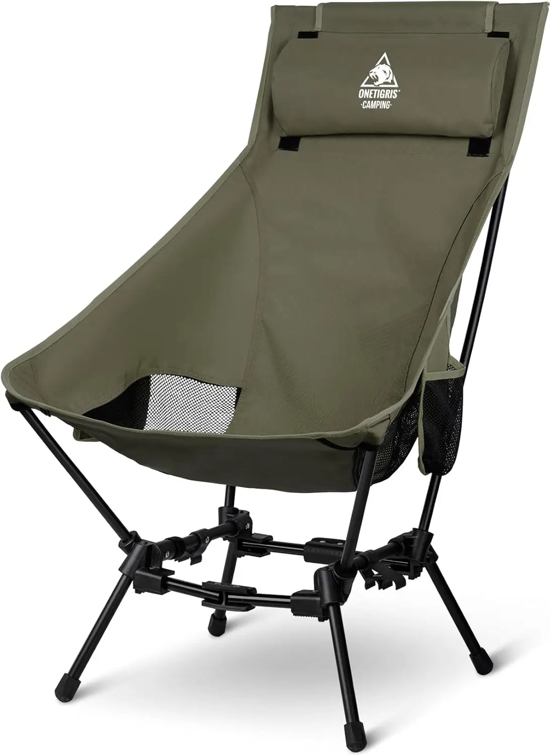 

Oversized Camping Chair with Pillow, Comfortable Widened Seat Folding Design, 275 lbs Capacity