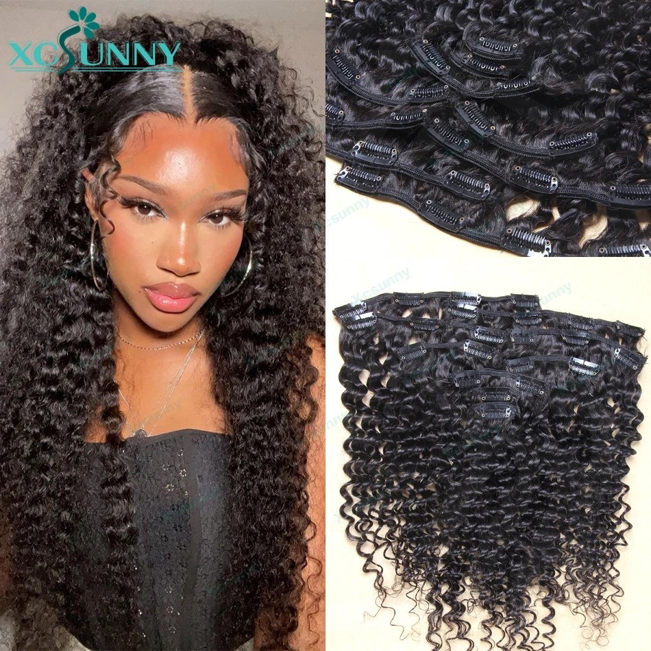 Extensiones de cabello humano con Clip de PU para mujer, cabello rizado suelto para mujeres negras, Clip de trama birmana, extensiones Ins rizadas,